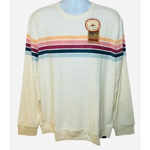 Faherty Cabana Towel Terry Crewneck Sweater Mens XXL Cream Multi Stripe